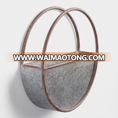 Small Oval Galvanized Wall Planter